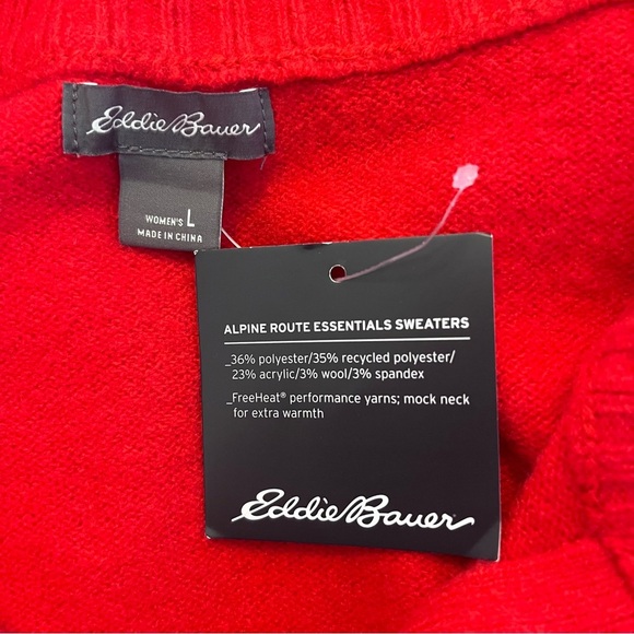 Eddie Bauer Alpine Route Essential Red Sweater 1/4 Zip Mock Neck Size Large - Picture 9 of 10